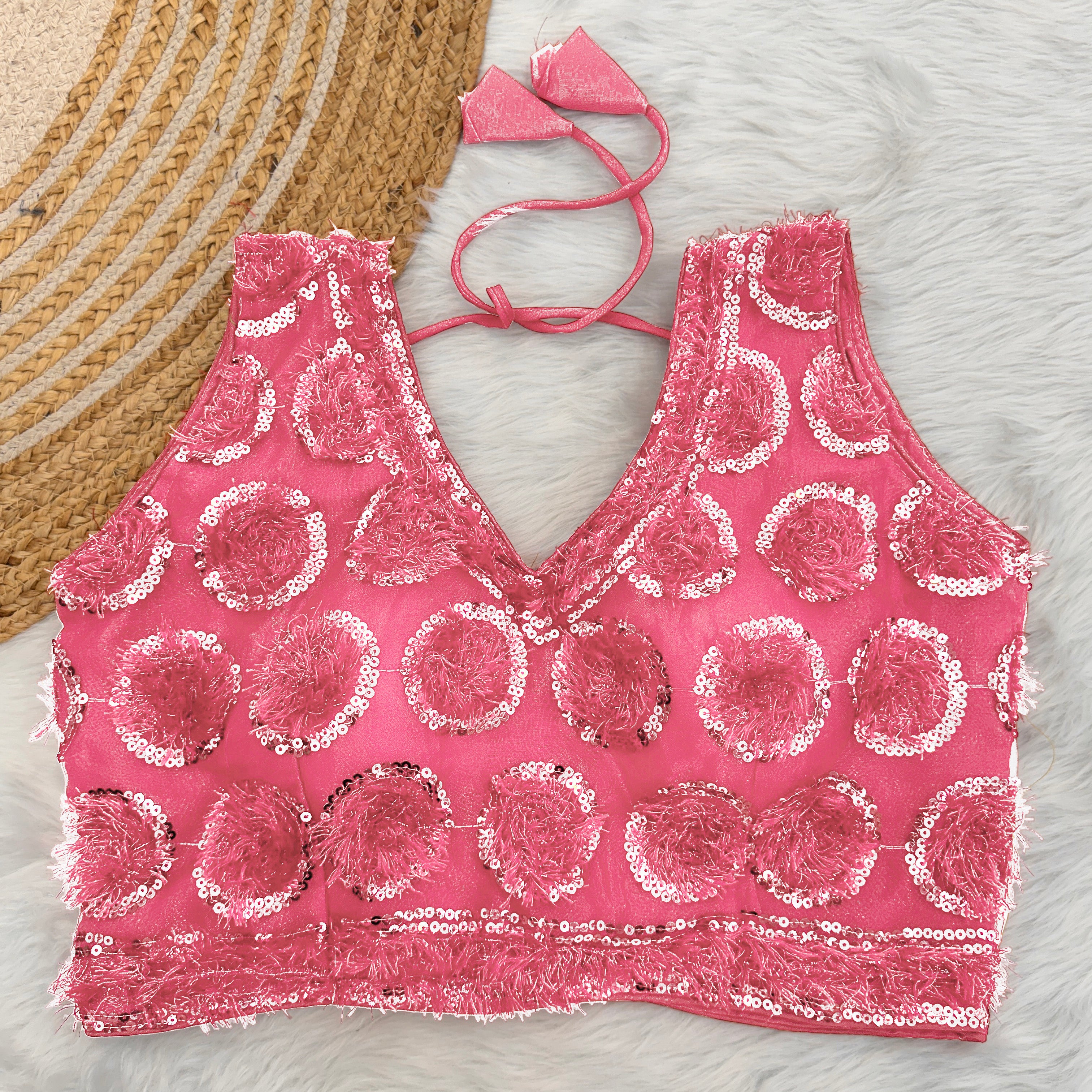 Net sequence work blouse