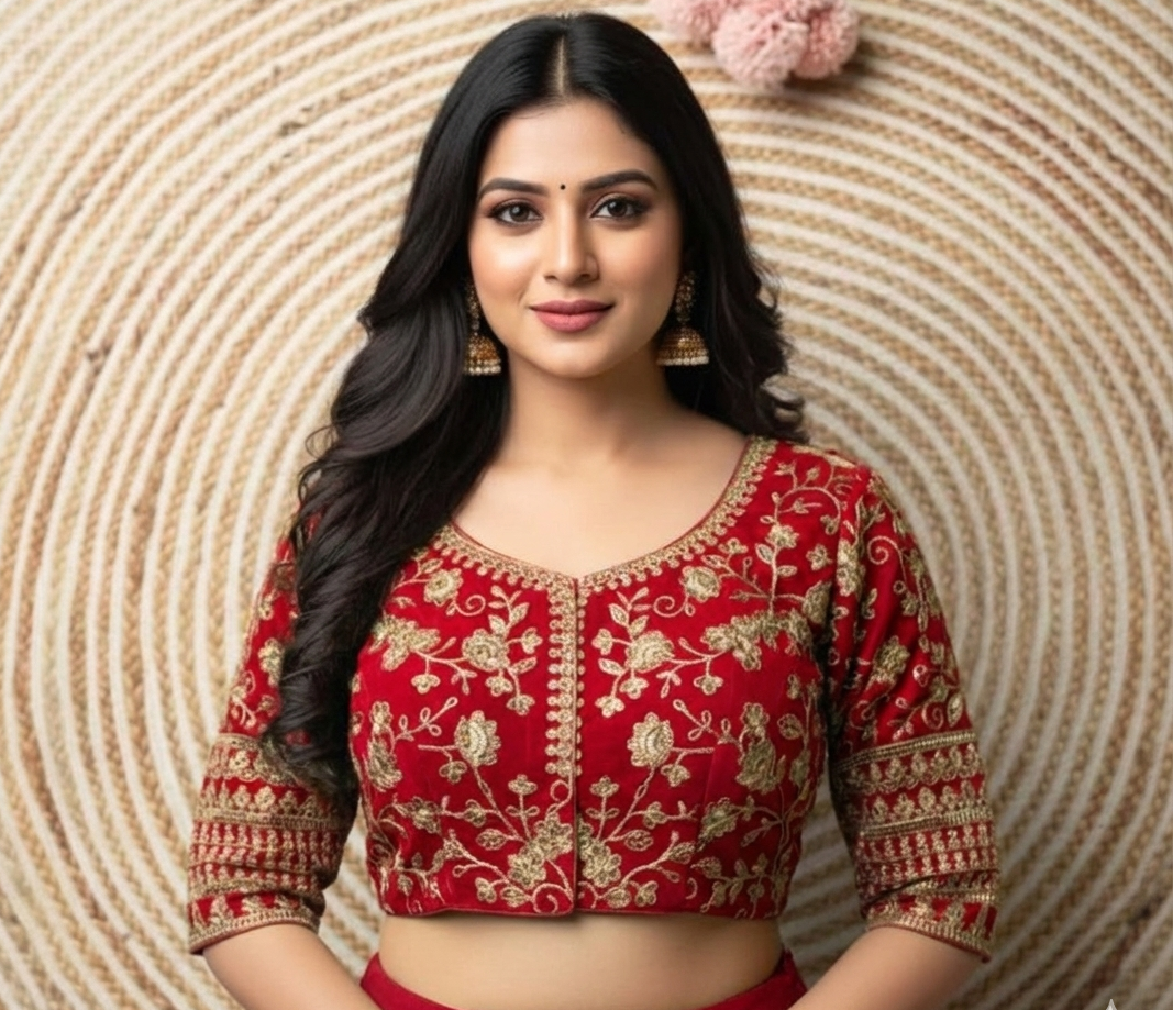 VELVET EMBROIDERY WORK BLOUSE