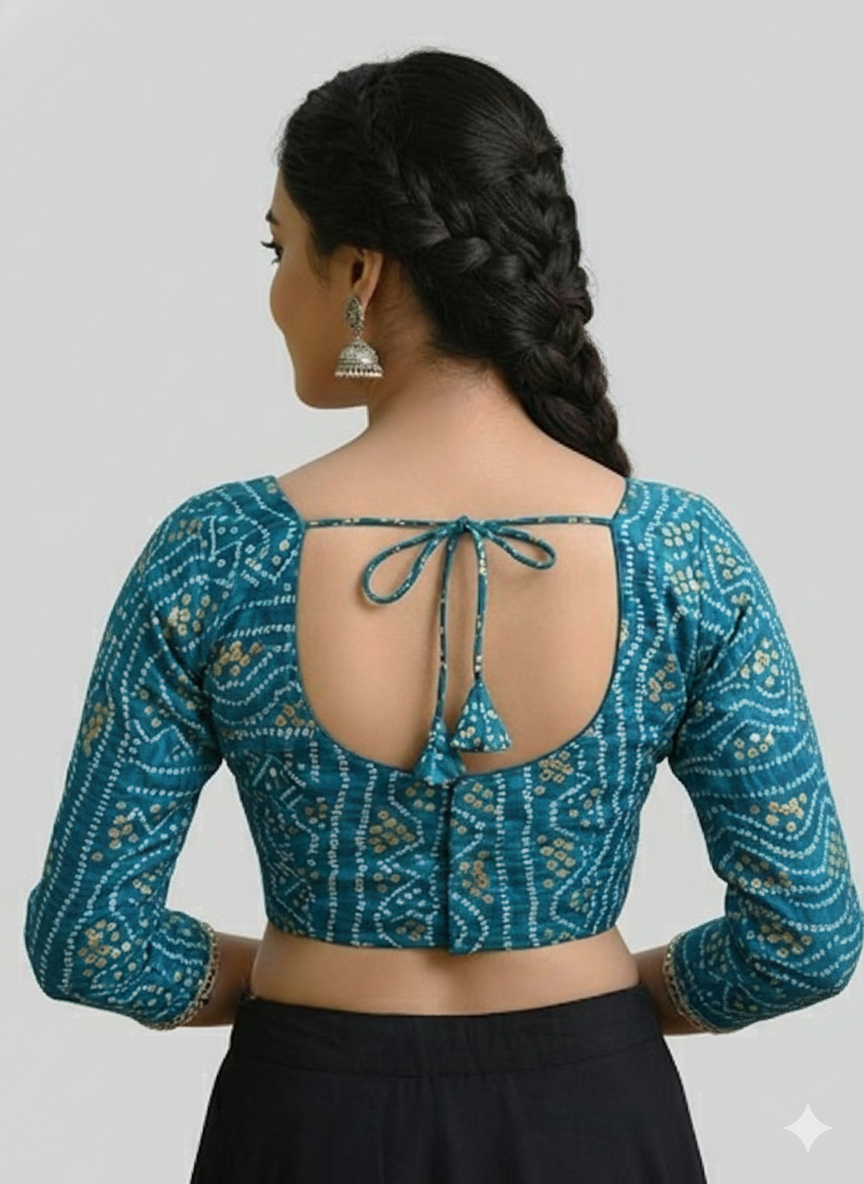 COTTON SILK BANDHANI PRINT WORK BLOUSE