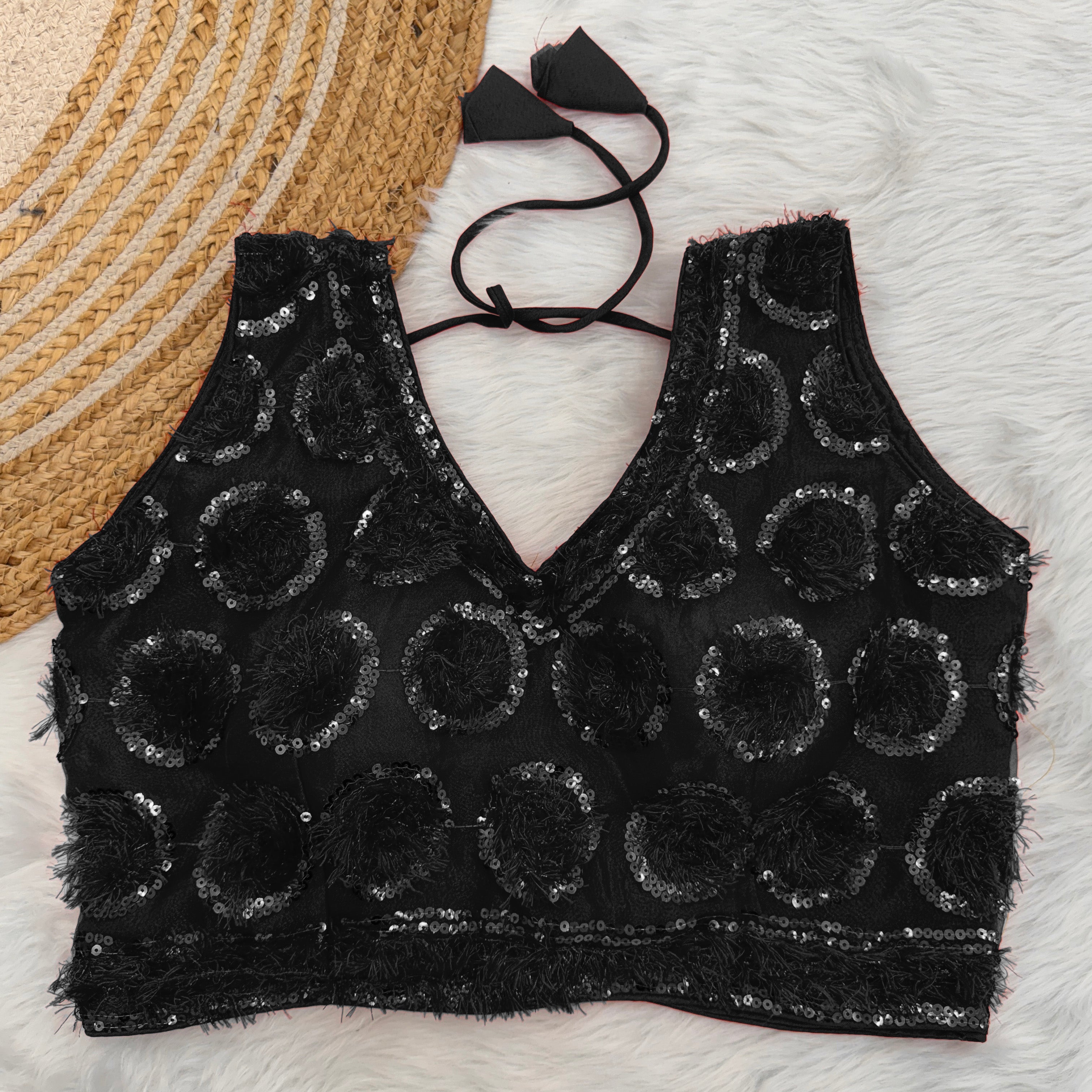 Net sequence work blouse