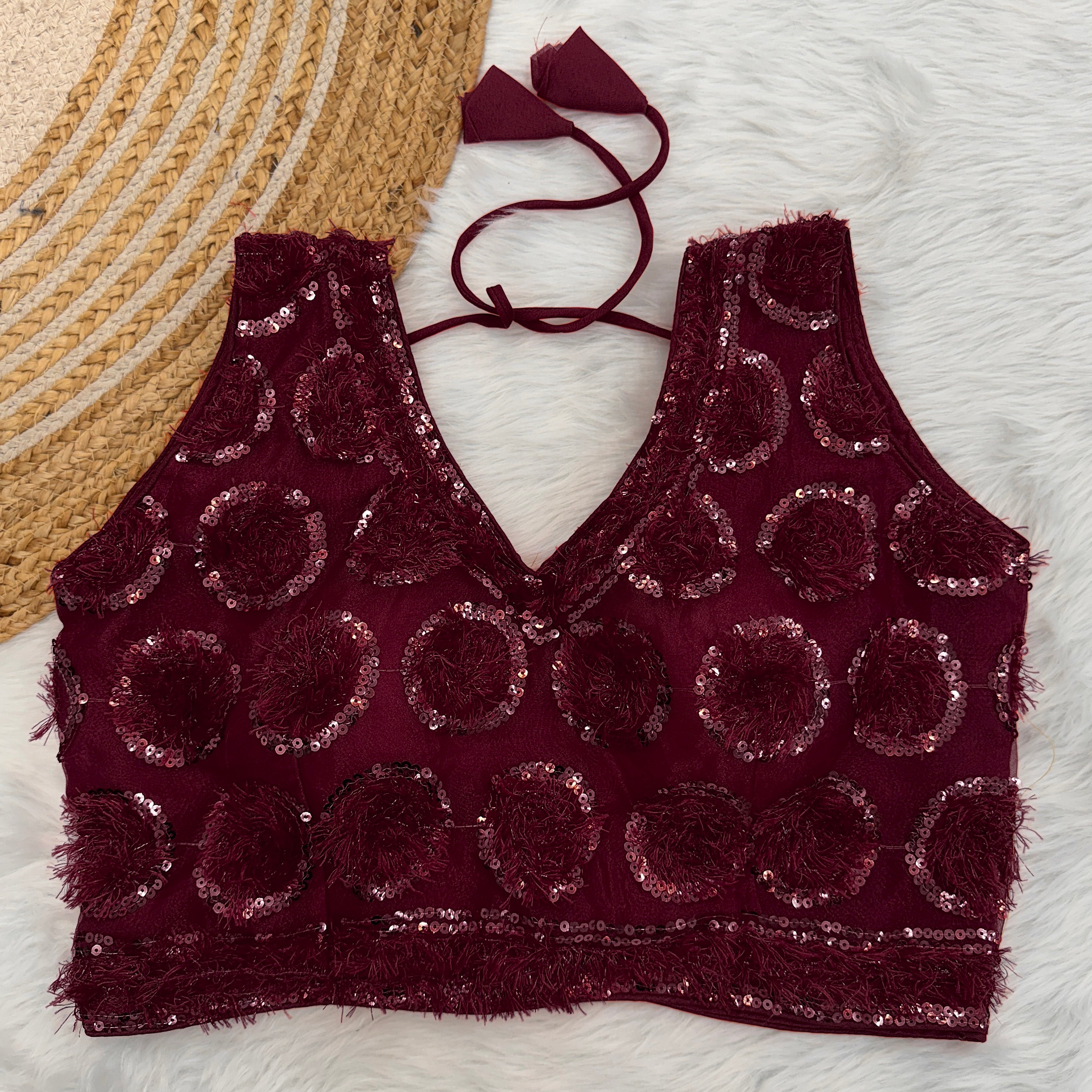 Net sequence work blouse