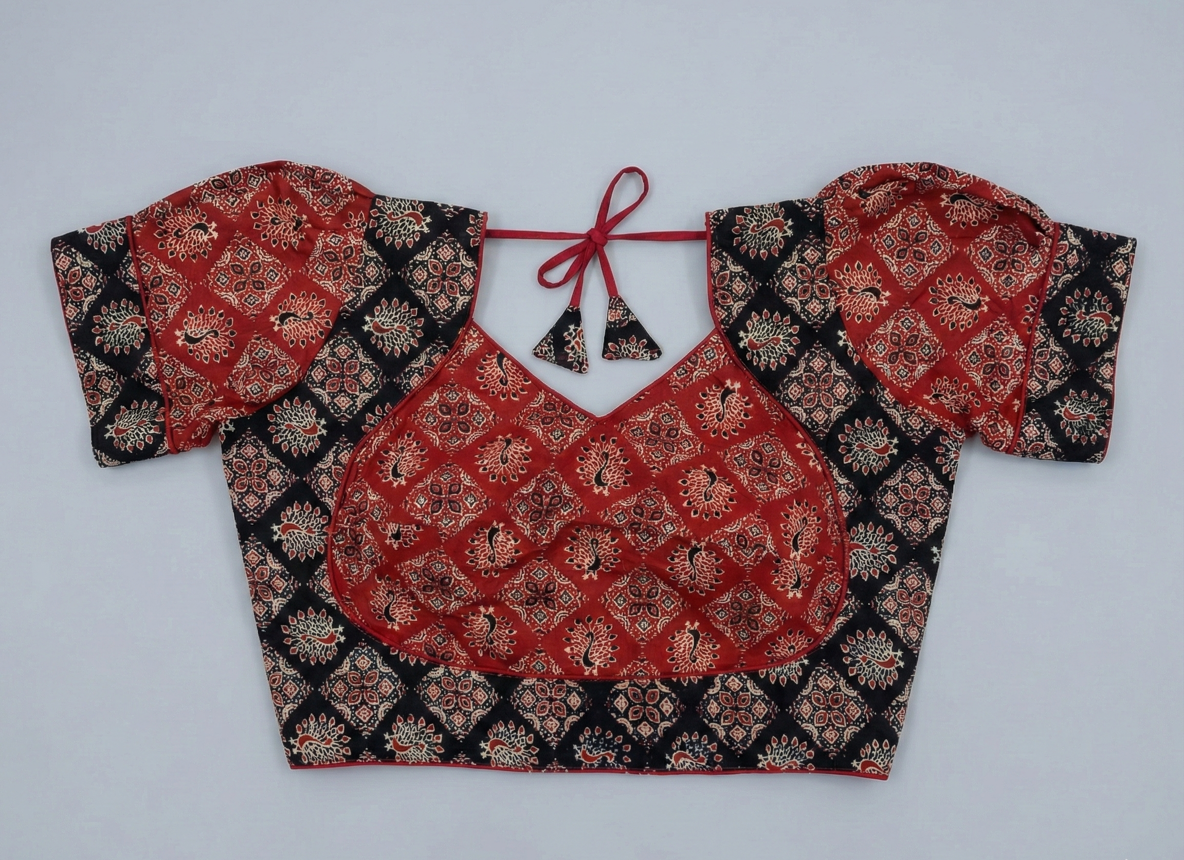 COTTON AJRAKH PRINT WORK BLOUSE