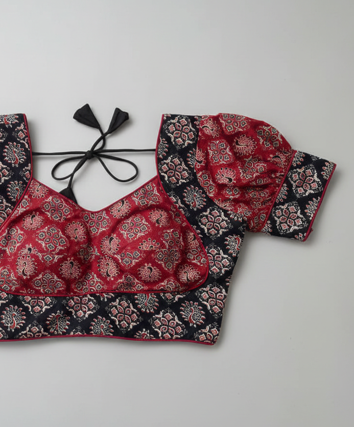 COTTON AJRAKH PRINT WORK BLOUSE