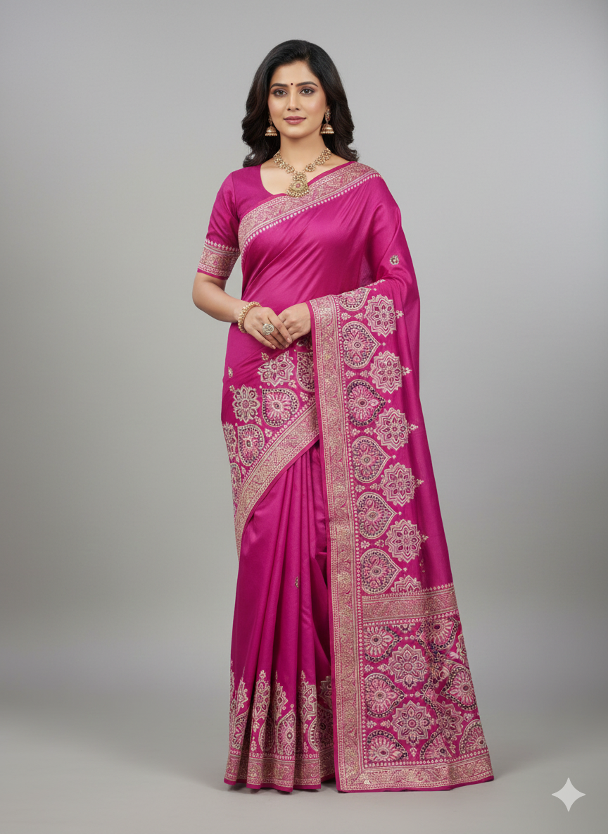Saree Crep- Ajrakh