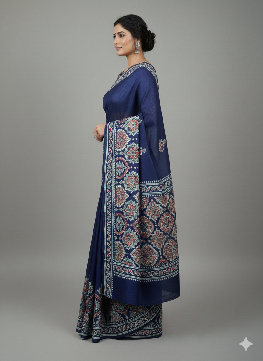 Saree Crep- Ajrakh