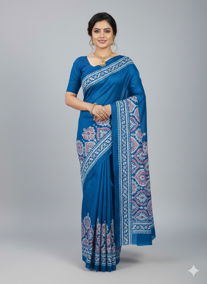 Saree Crep- Ajrakh