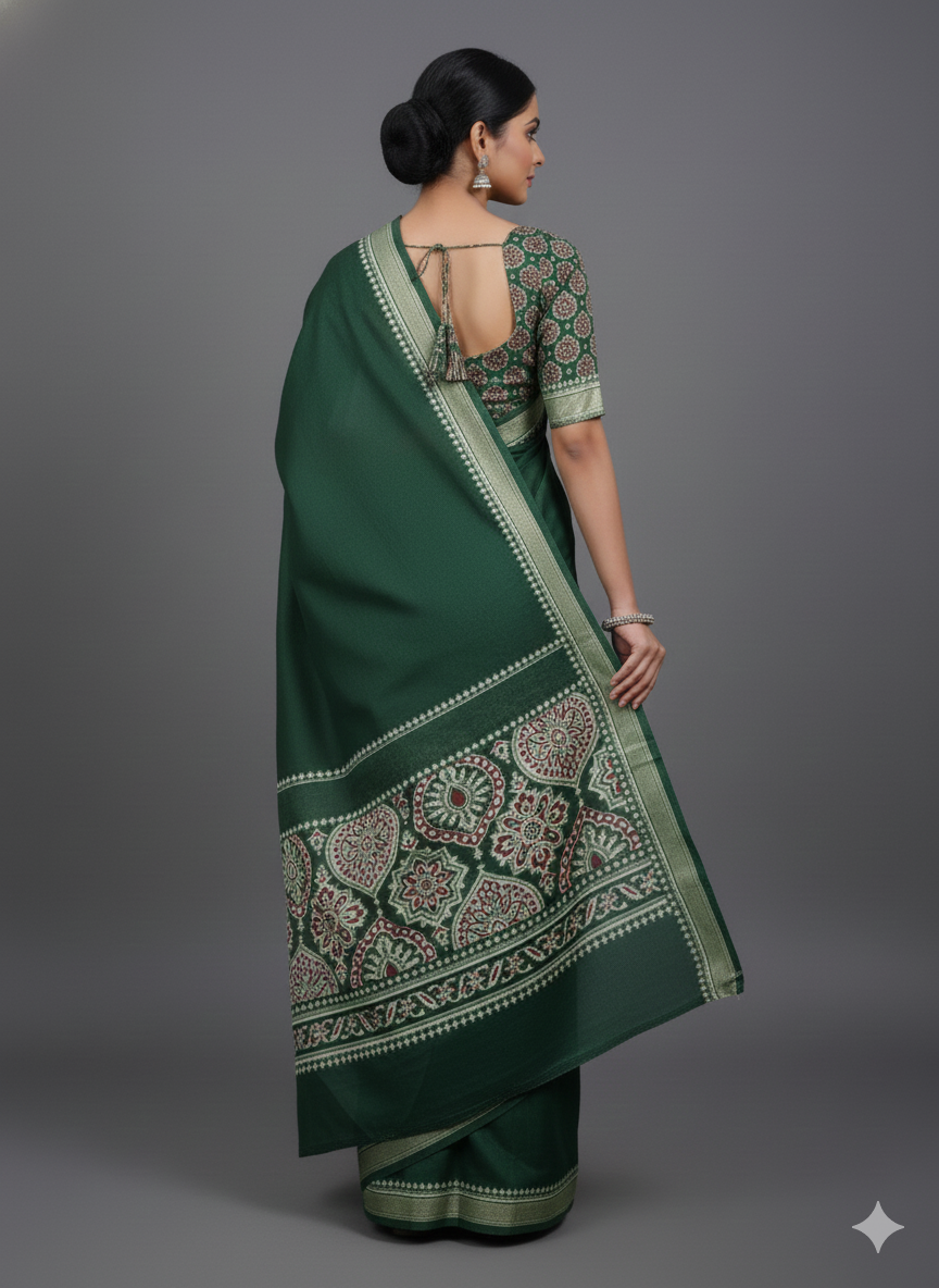 Saree Crep- Ajrakh