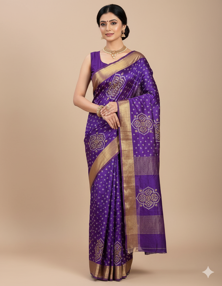 Saree Bandhani Moss work