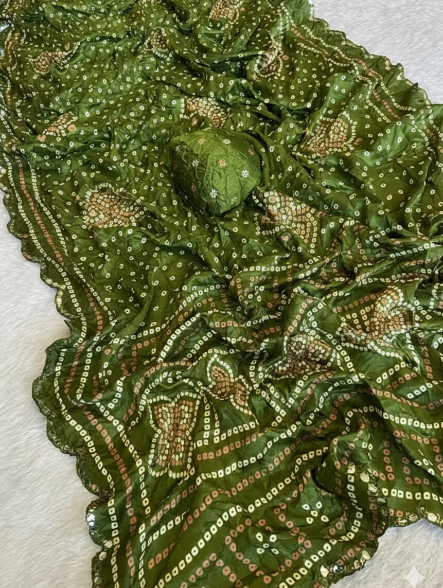 Saree Bandhani Moss work