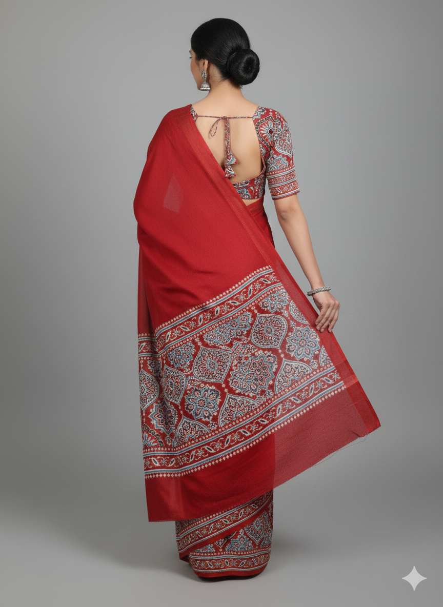 Saree Crep- Ajrakh