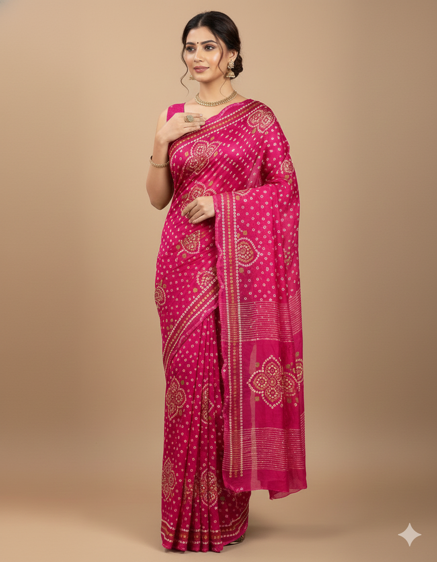 Saree Bandhani Moss work