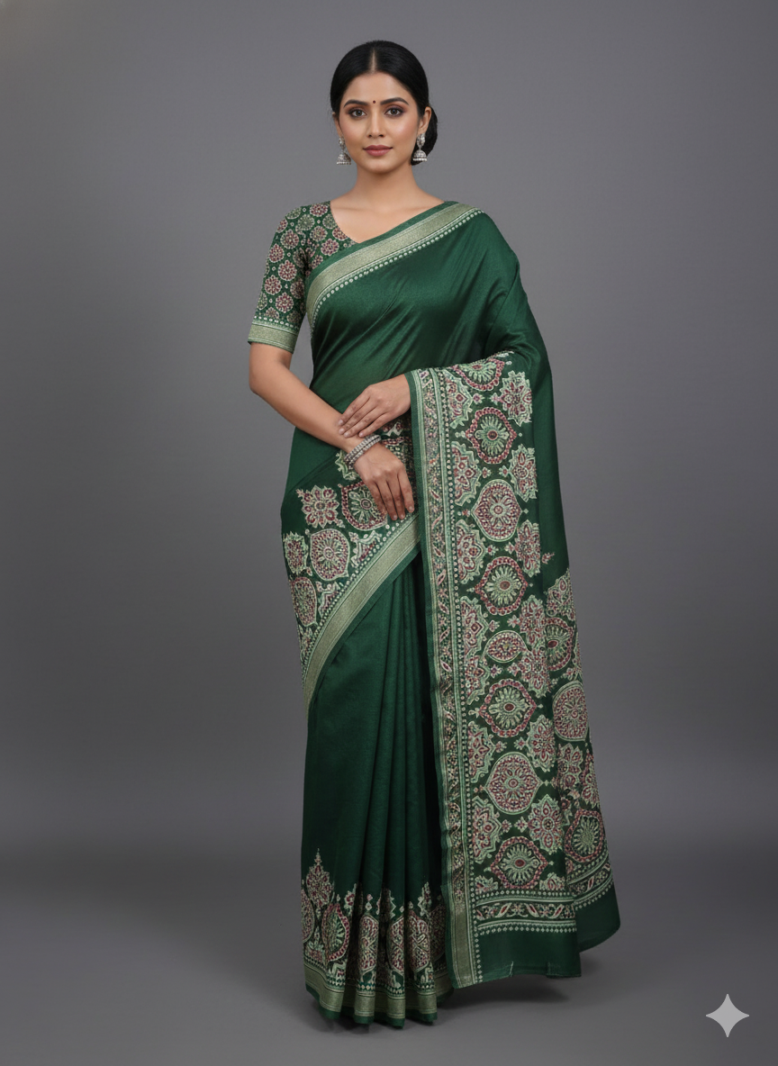 Saree Crep- Ajrakh