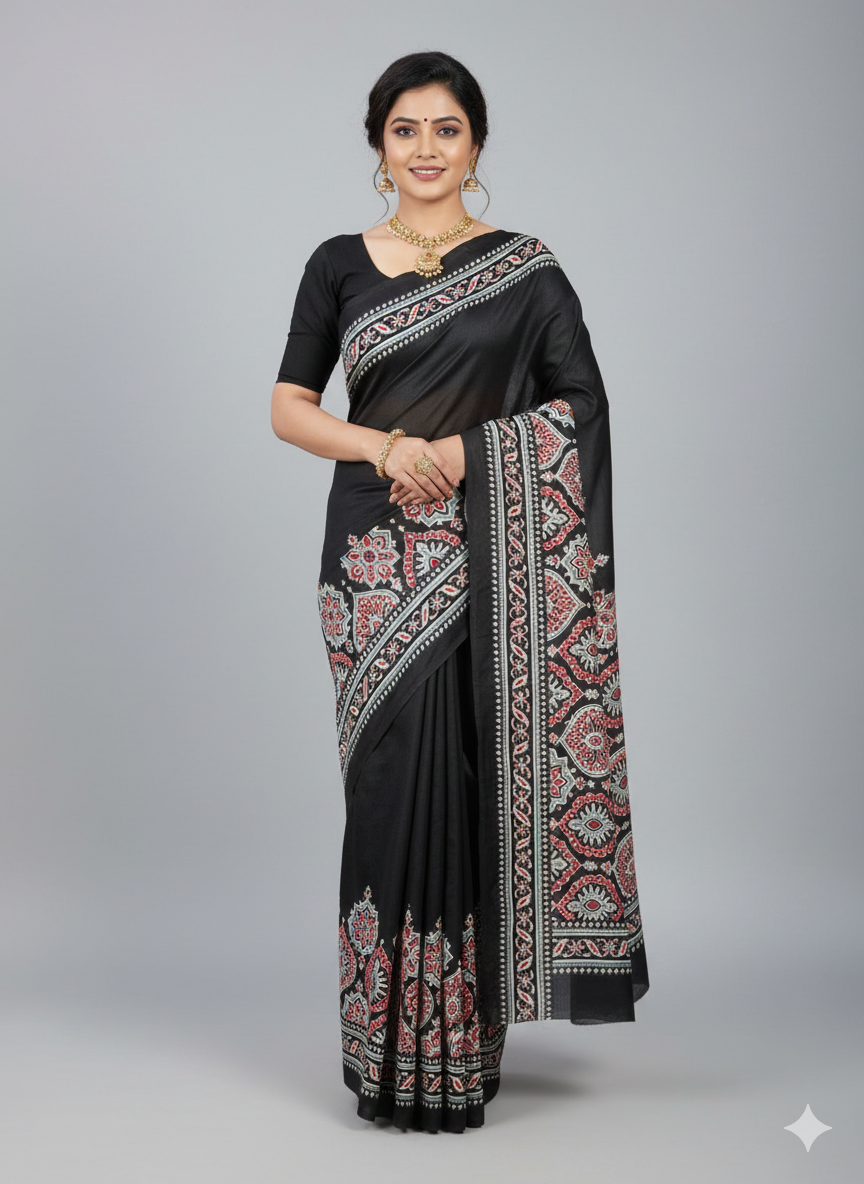 Saree Crep- Ajrakh