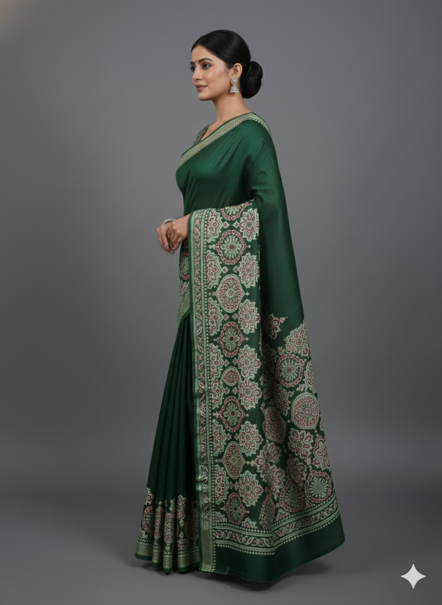 Saree Crep- Ajrakh