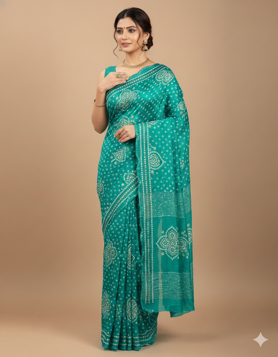Saree Bandhani Moss work