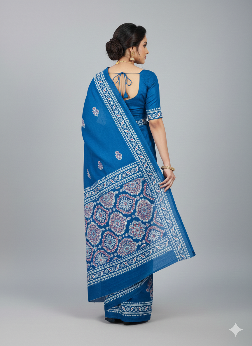 Saree Crep- Ajrakh