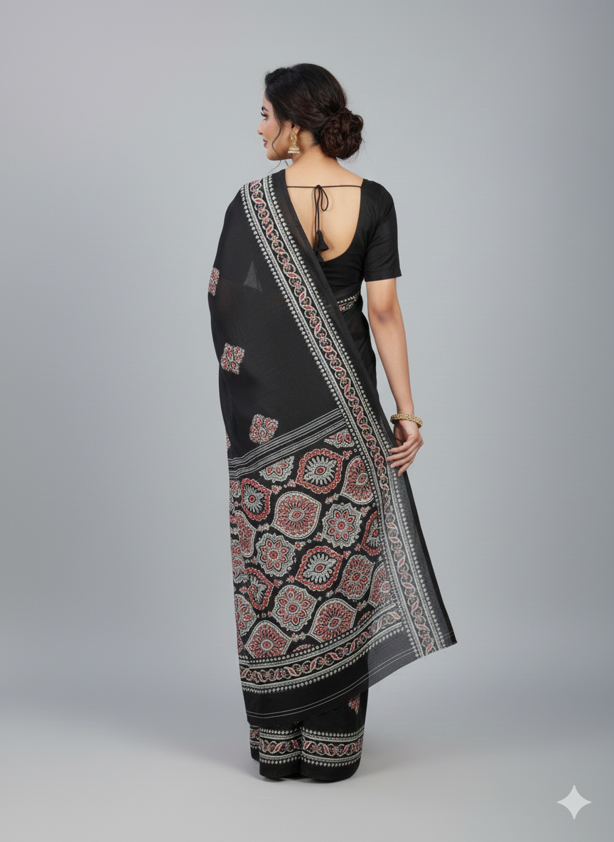 Saree Crep- Ajrakh