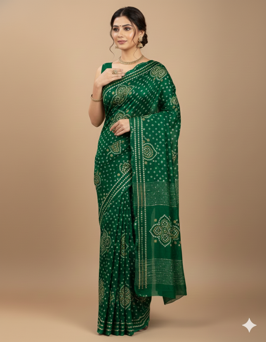 Saree Bandhani Moss work
