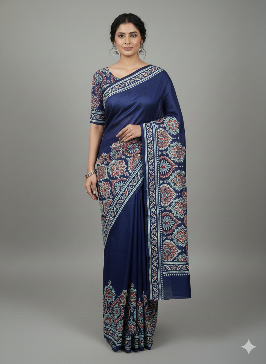 Saree Crep- Ajrakh