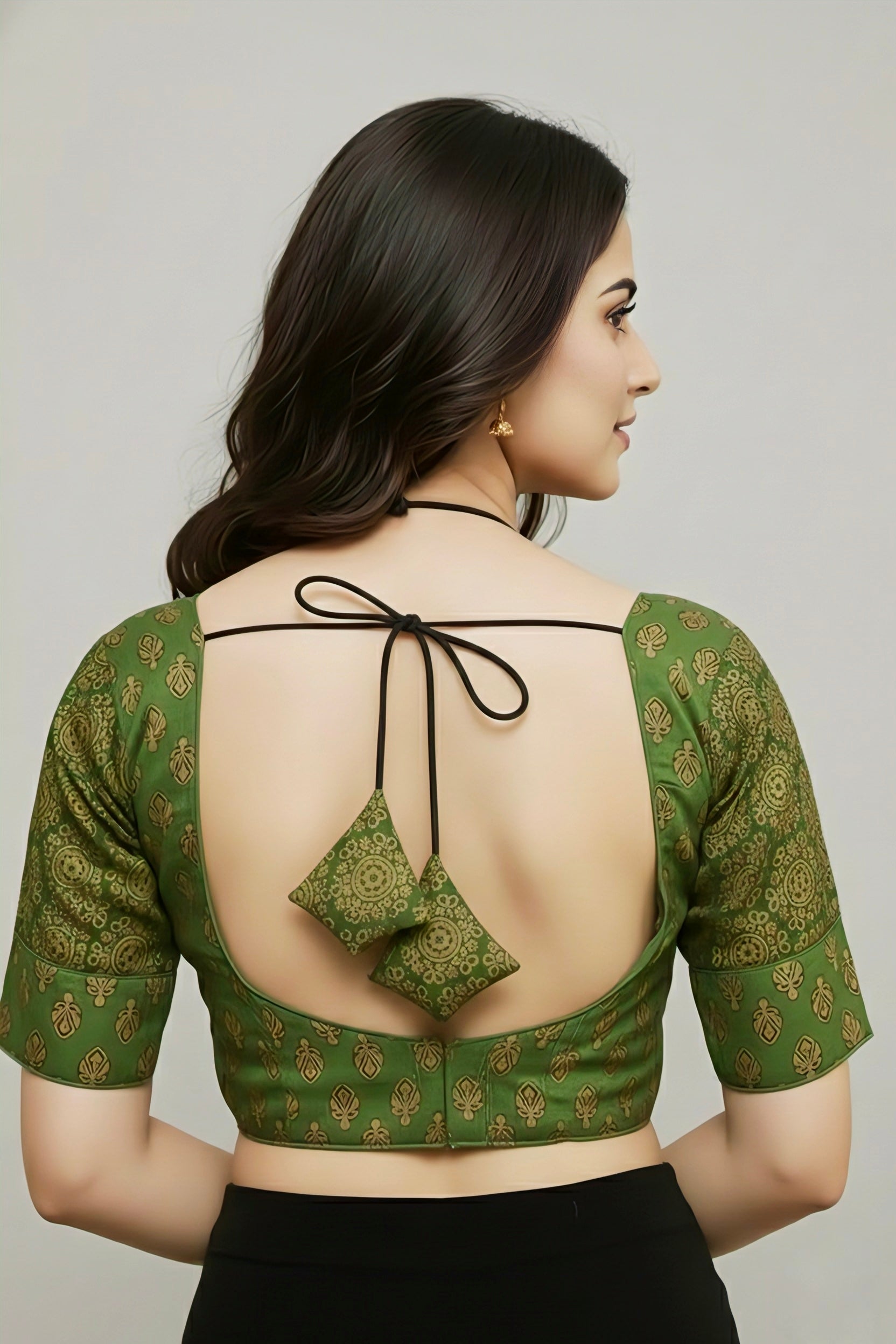 COTTON AJRAKH PRINT WORK BLOUSE