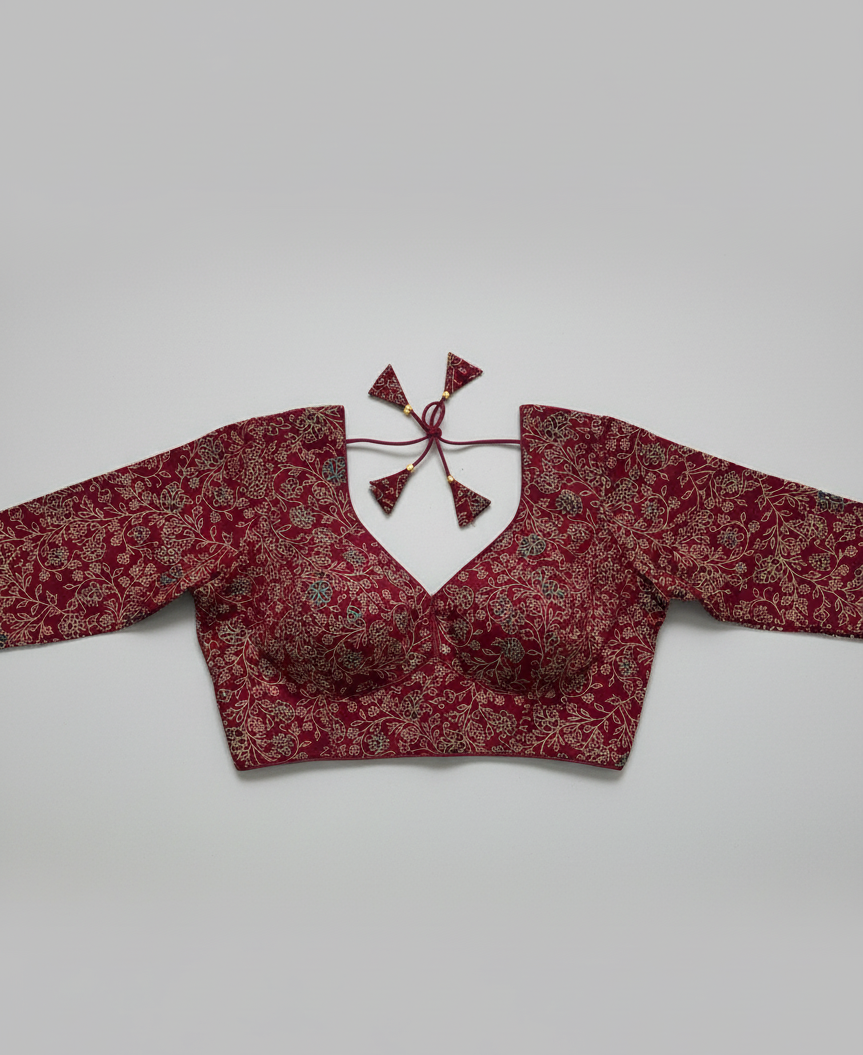 COTTON AJRAKH PRINT WORK BLOUSE