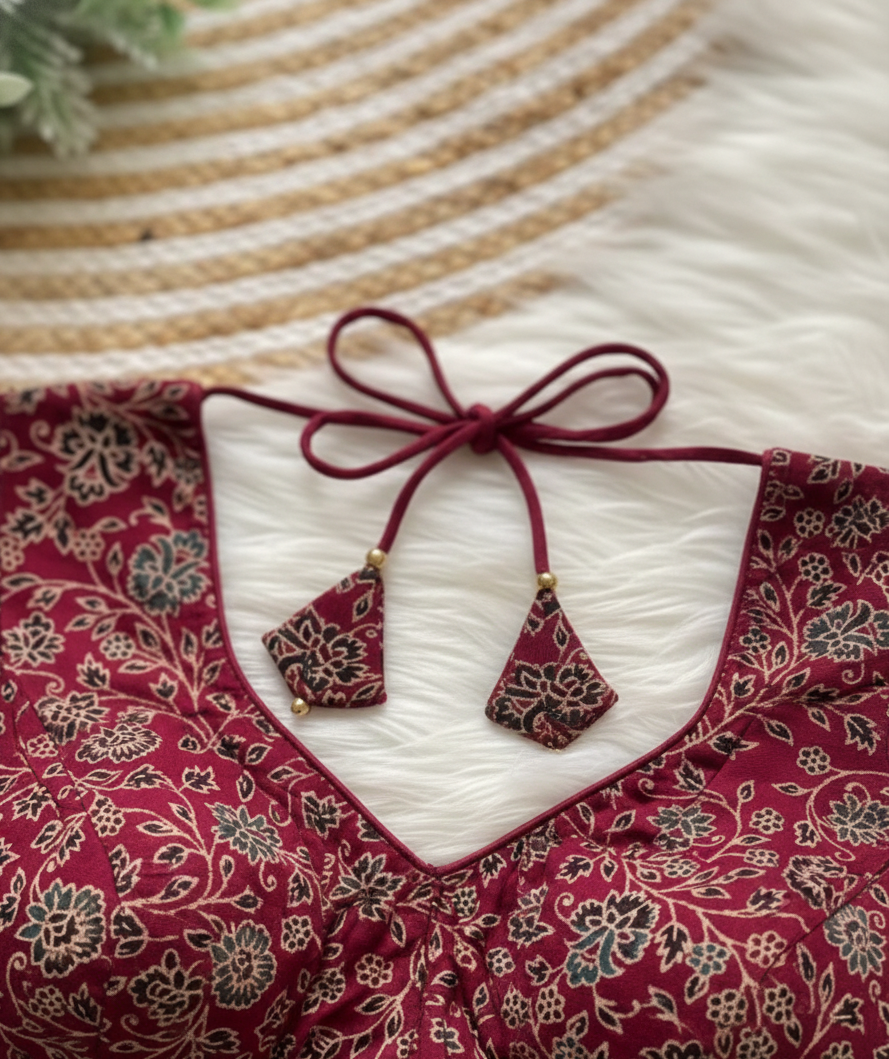 COTTON AJRAKH PRINT WORK BLOUSE
