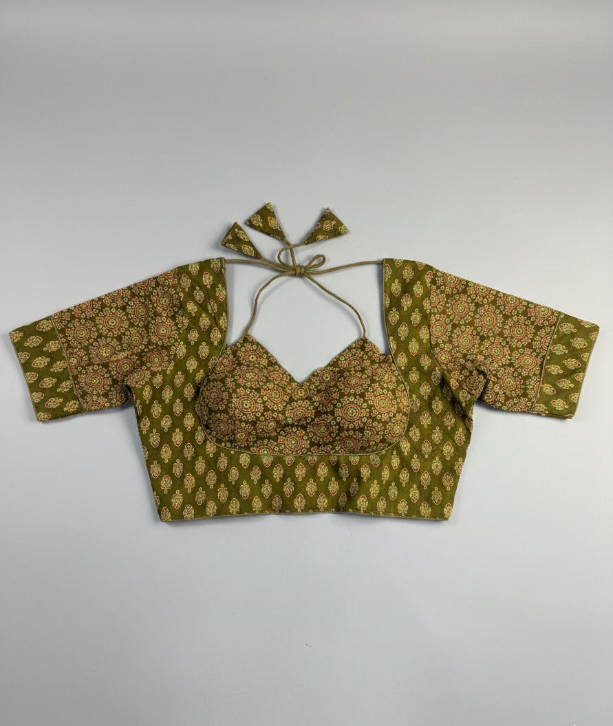 COTTON AJRAKH PRINT WORK BLOUSE