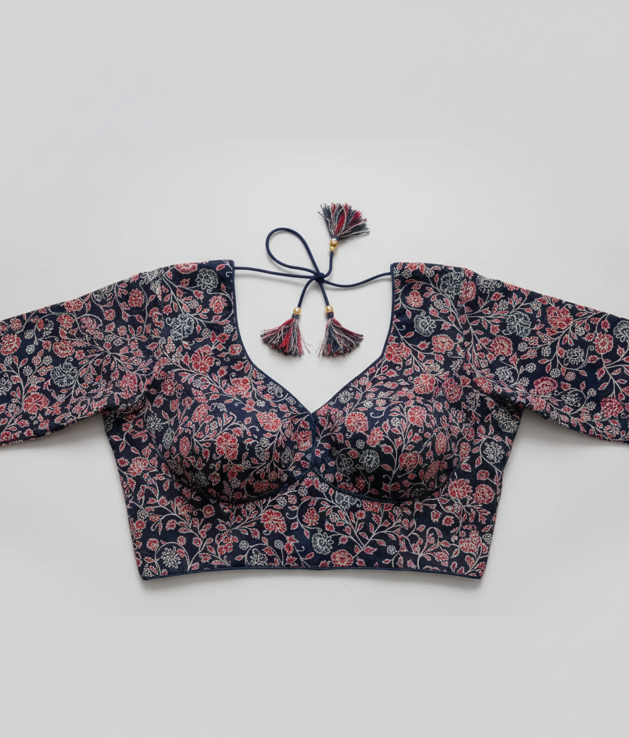 COTTON AJRAKH PRINT WORK BLOUSE