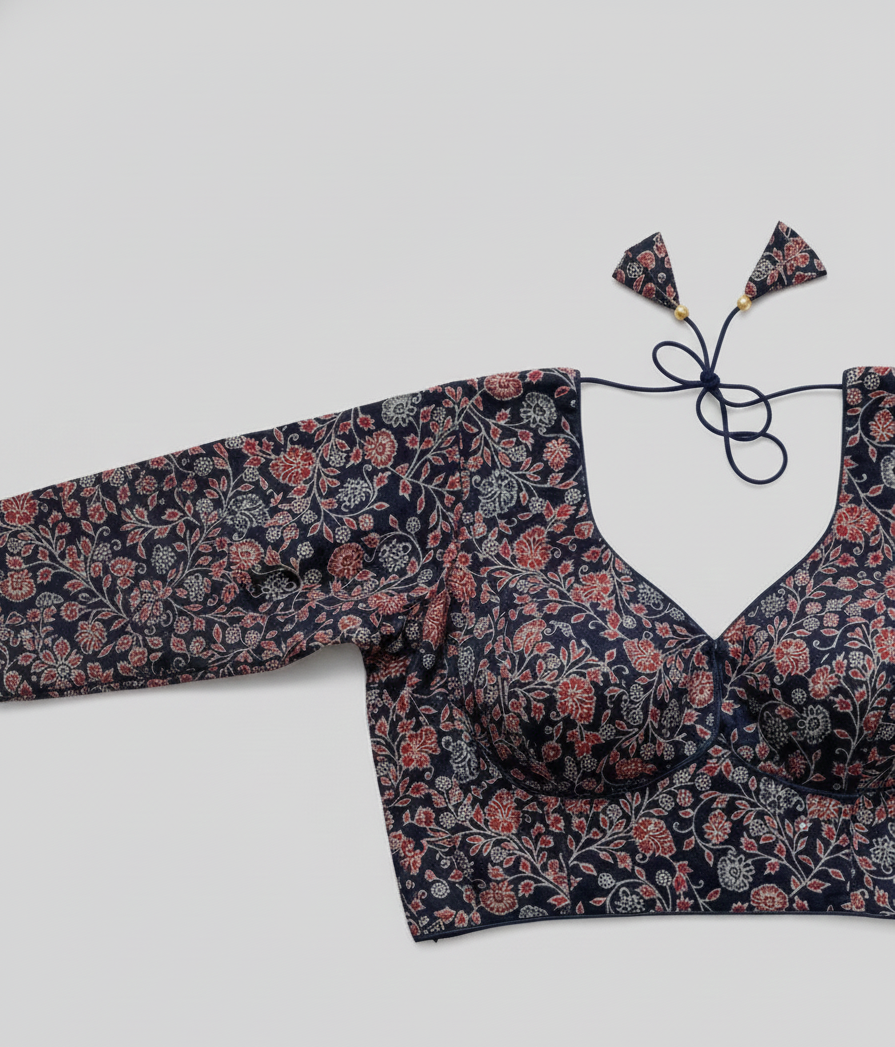 COTTON AJRAKH PRINT WORK BLOUSE