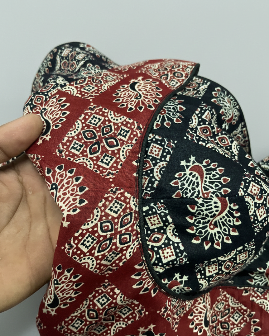 COTTON AJRAKH PRINT WORK BLOUSE