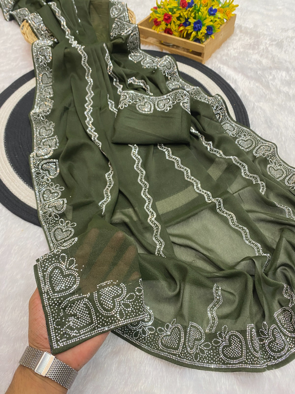 Saree Star Siroski  Heart