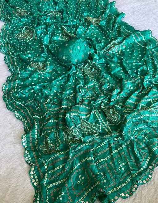 Saree Bandhani Moss work