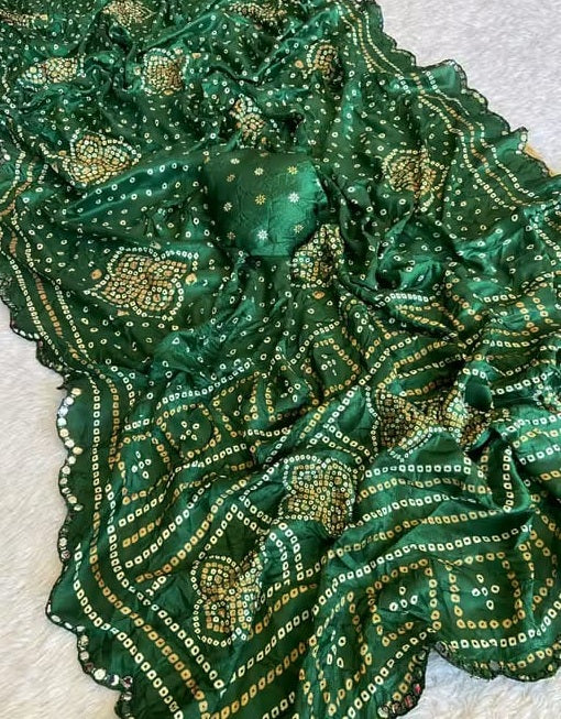 Saree Bandhani Moss work