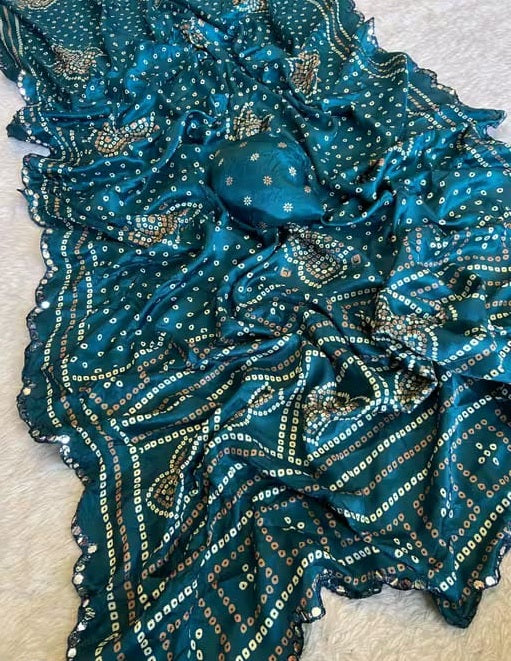 Saree Bandhani Moss work