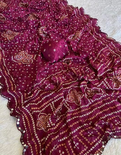 Saree Bandhani Moss work