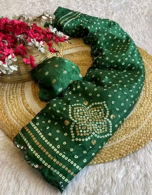 Saree Bandhani Moss work