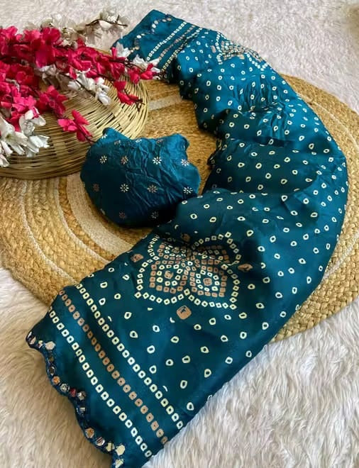 Saree Bandhani Moss work