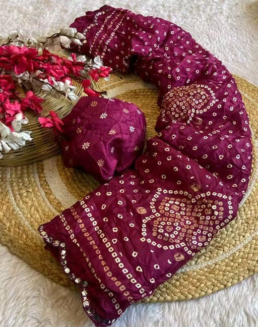 Saree Bandhani Moss work