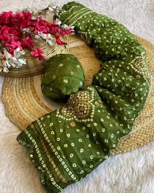 Saree Bandhani Moss work