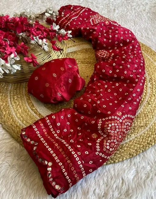 Saree Bandhani Moss work