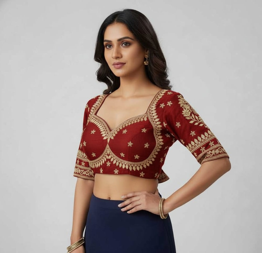 SILK BLEND EMBROIDERY WORK BLOUSE