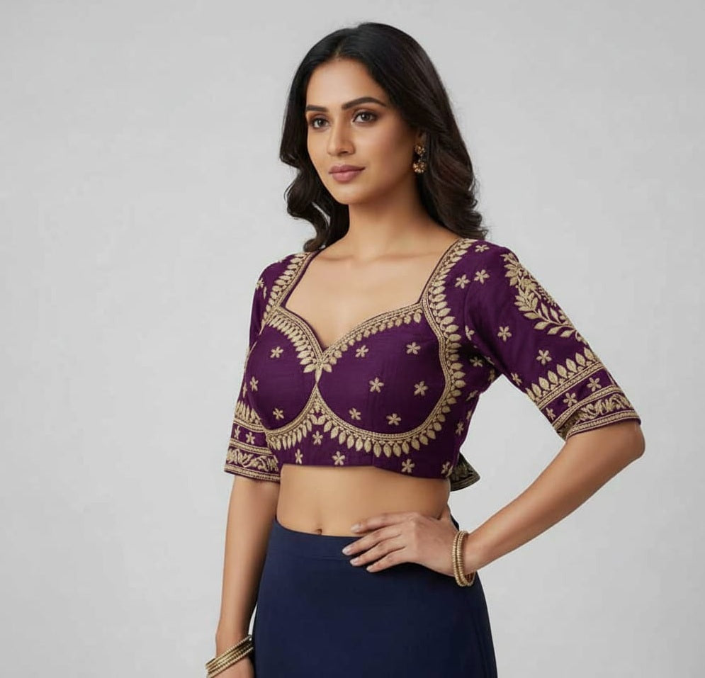 SILK BLEND EMBROIDERY WORK BLOUSE