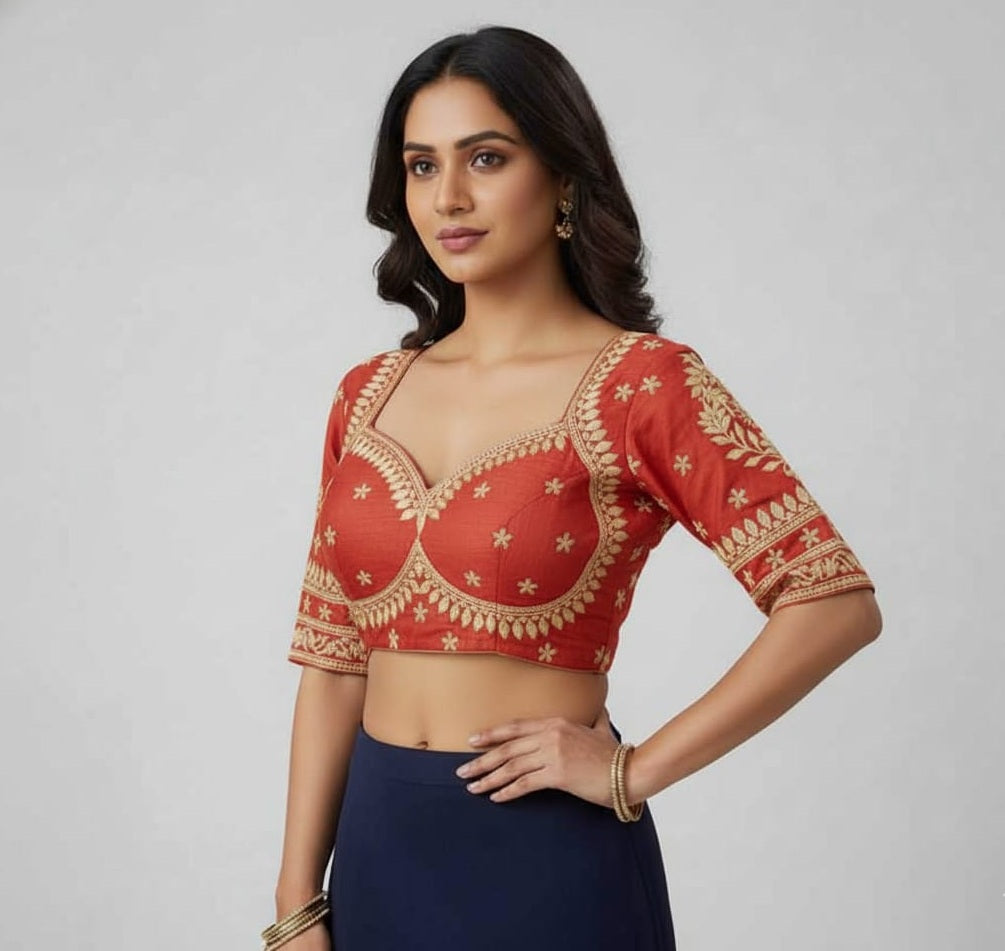 SILK BLEND EMBROIDERY WORK BLOUSE