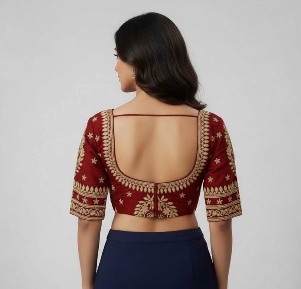 SILK BLEND EMBROIDERY WORK BLOUSE