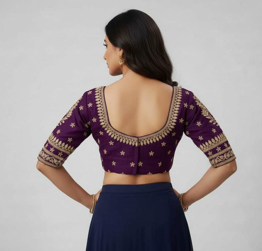 SILK BLEND EMBROIDERY WORK BLOUSE