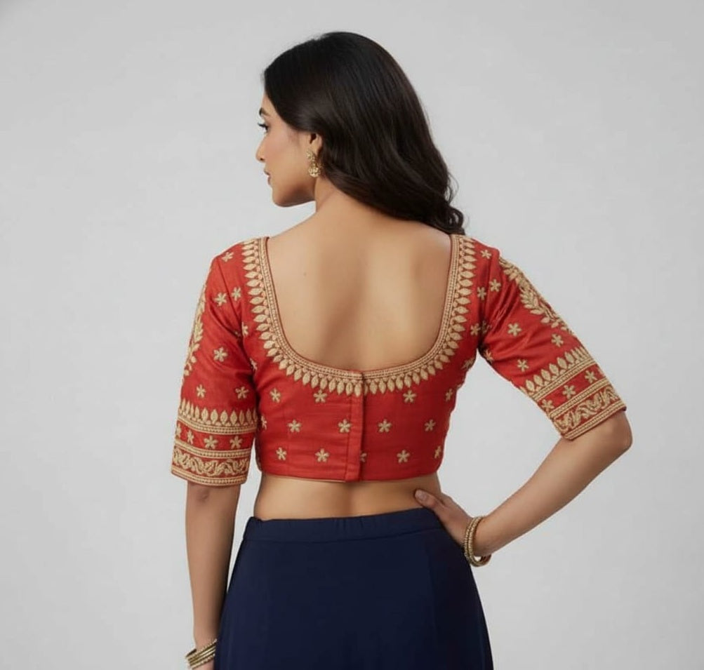 SILK BLEND EMBROIDERY WORK BLOUSE
