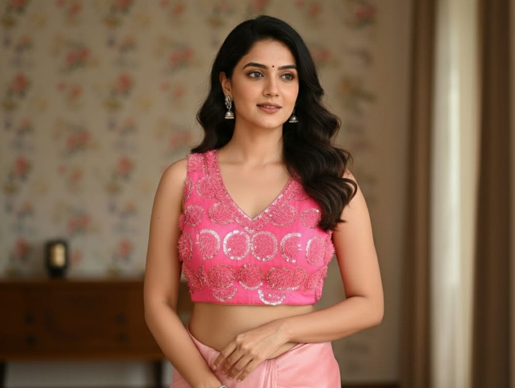 Net sequence work blouse