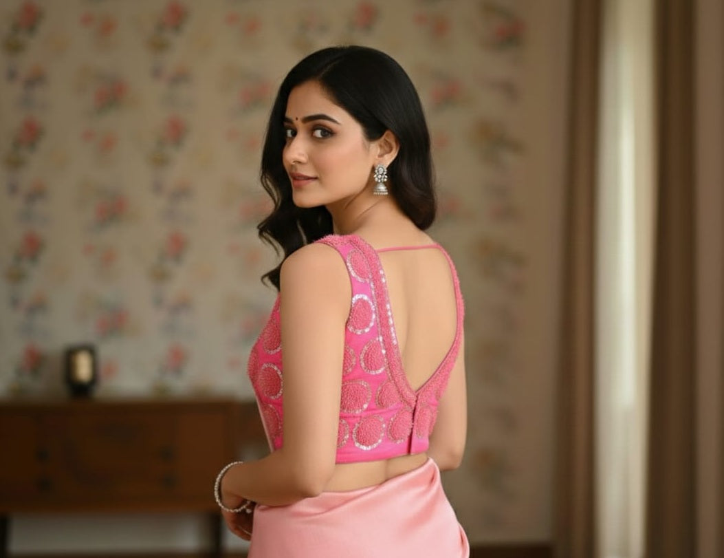 Net sequence work blouse