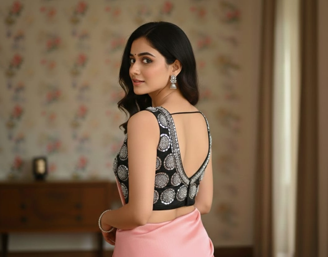 Net sequence work blouse