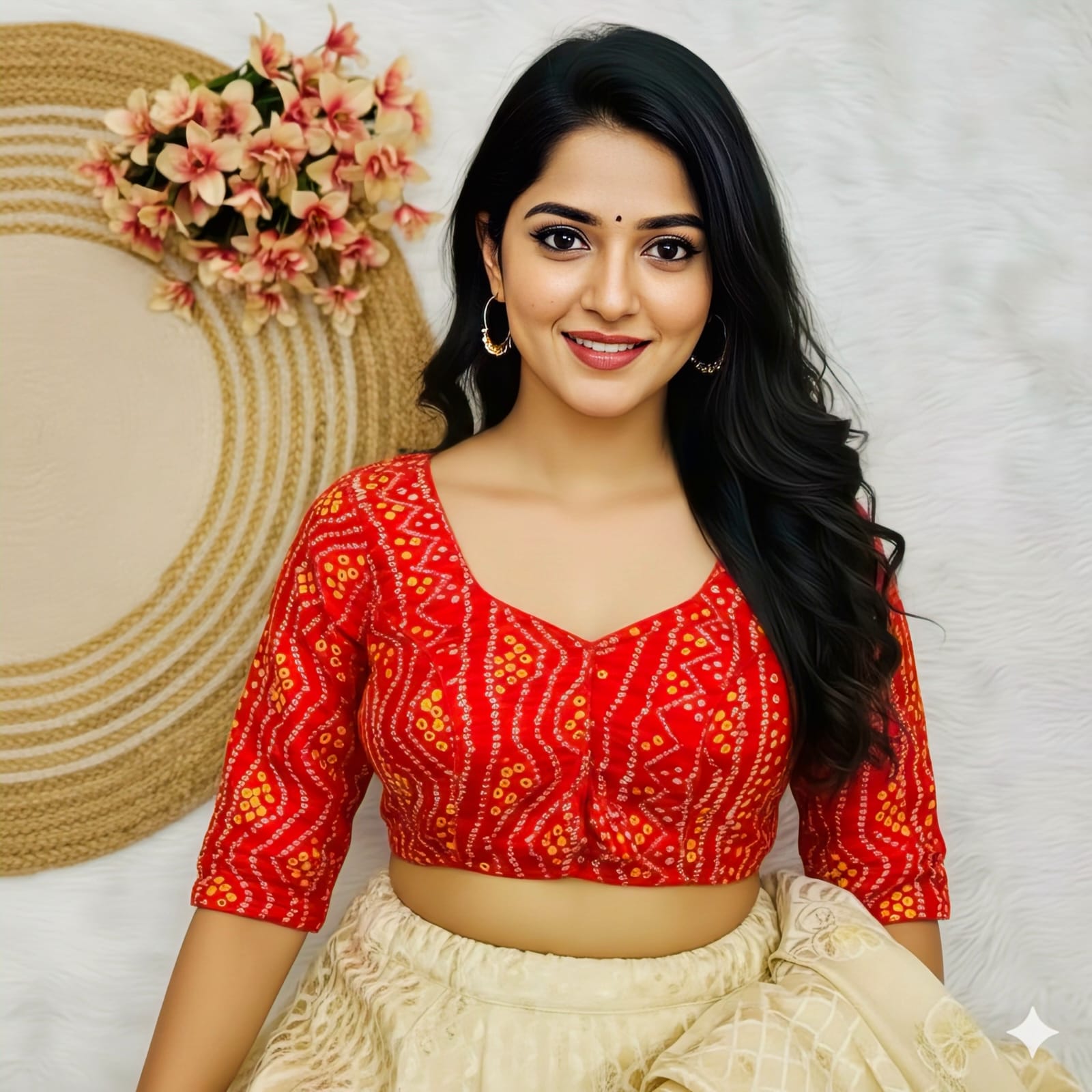 COTTON SILK BANDHANI PRINT WORK BLOUSE